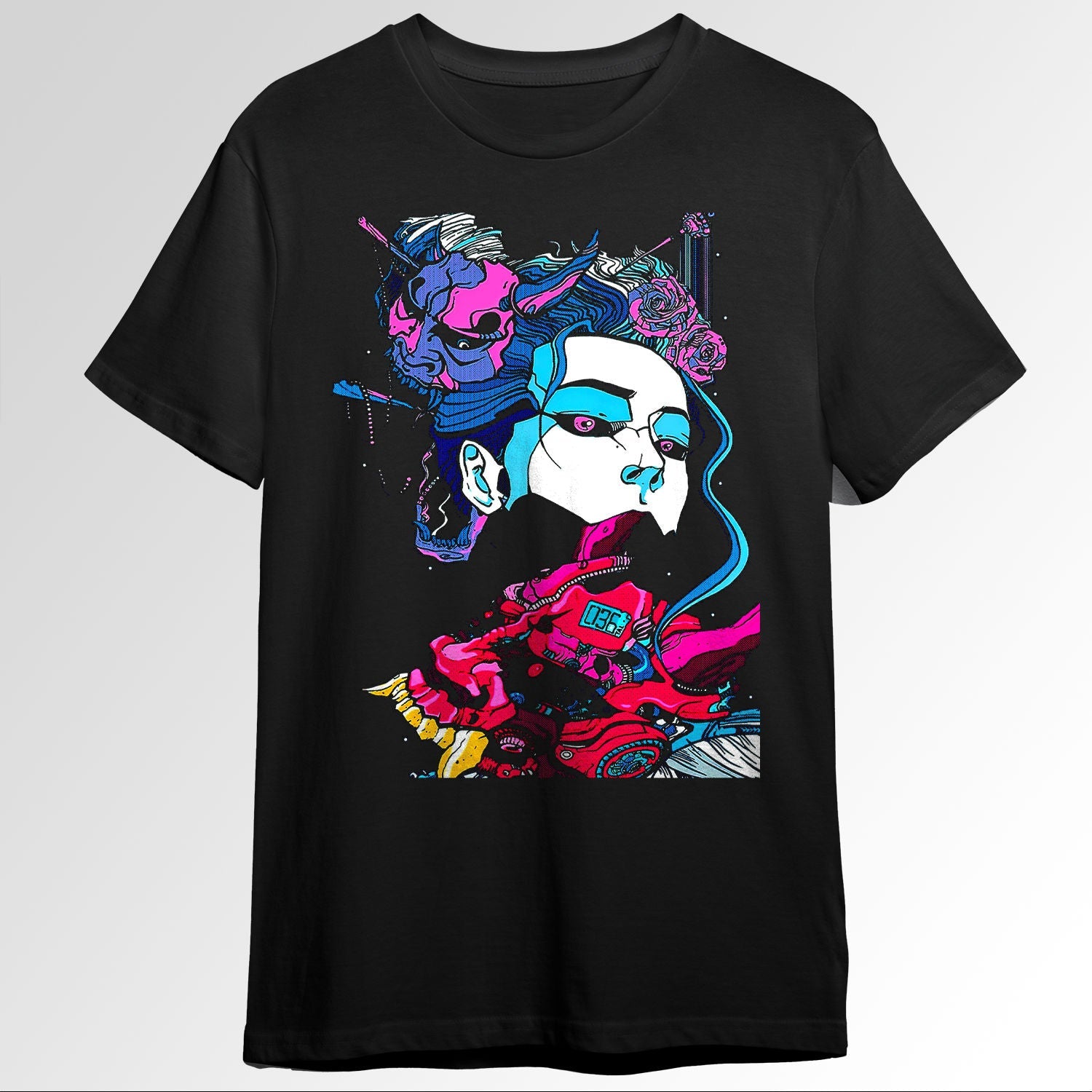 Cyberpunk Samurai Demon Mask Japanese Girl 55489598N