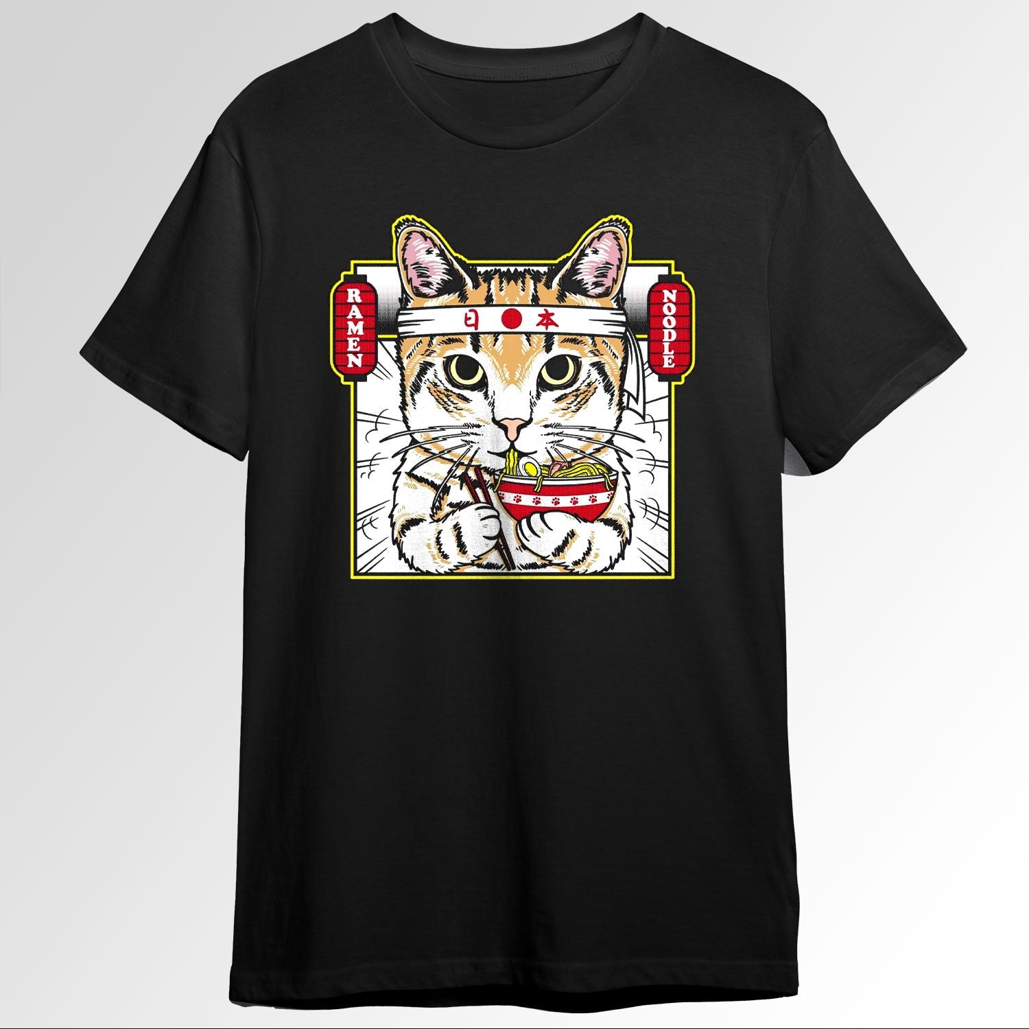 Japanes Cat Enjoying Ramen 78198950
