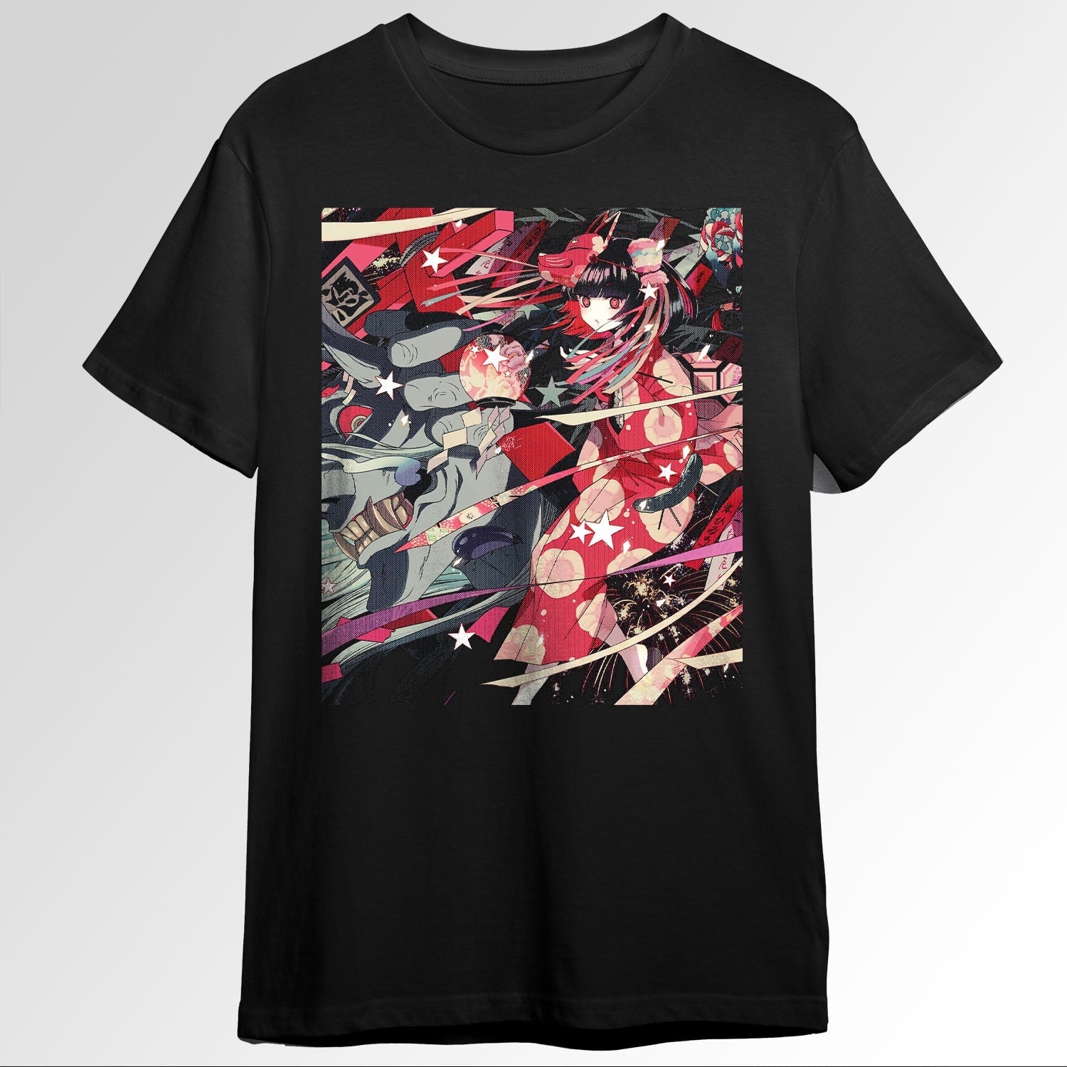 Japanese Aesthetic Anime Yokai Kitsune Mask Girl0670