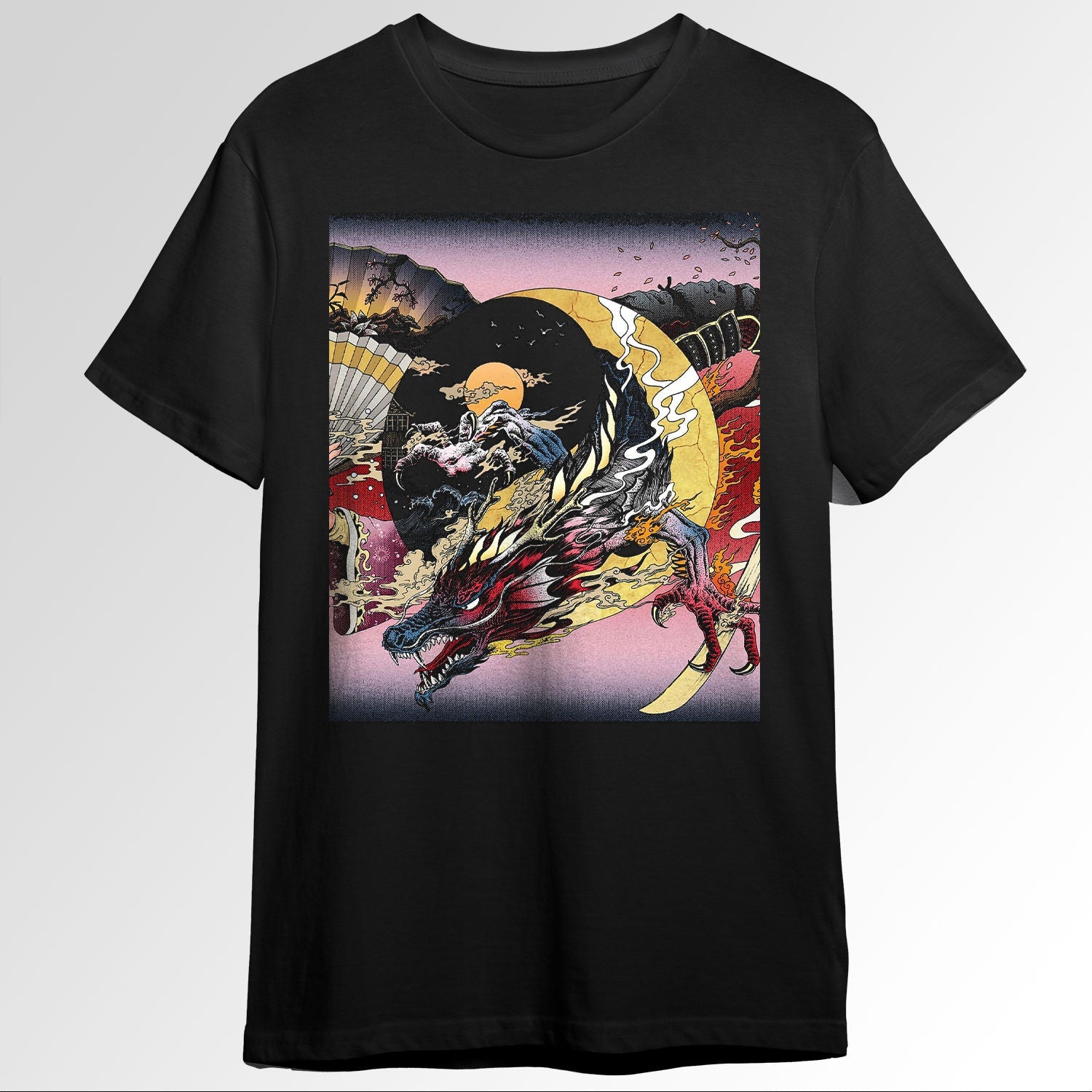 Japanese Aesthetic Dragon Samurai Geisha Woo Ukiy1419