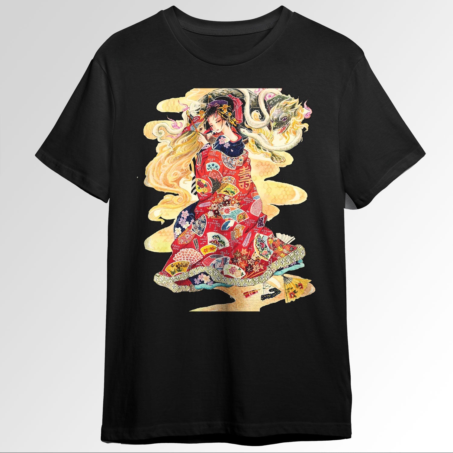 Japanese Aesthetic Oiran Girl Black Tortoiseing 70327