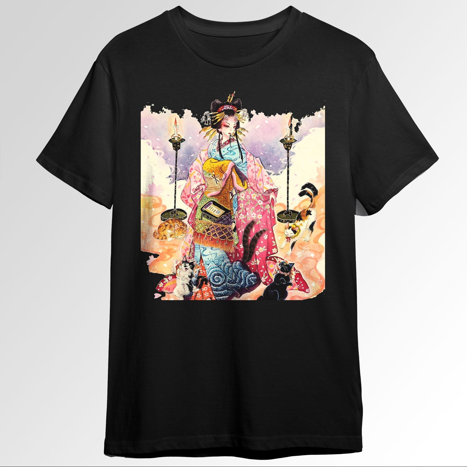 Japanese Aesthetic Oiran Girl Cats Traditionnting0683