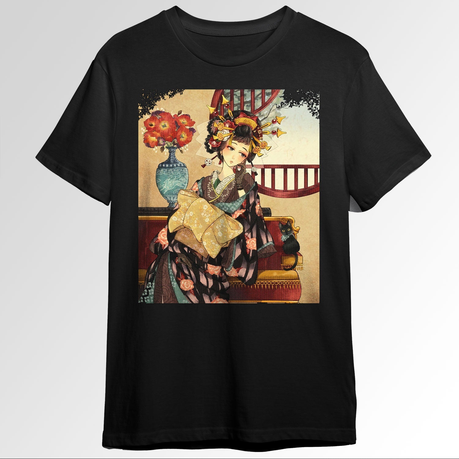 Japanese Aesthetic Oiran Girl Floral Art 71056338