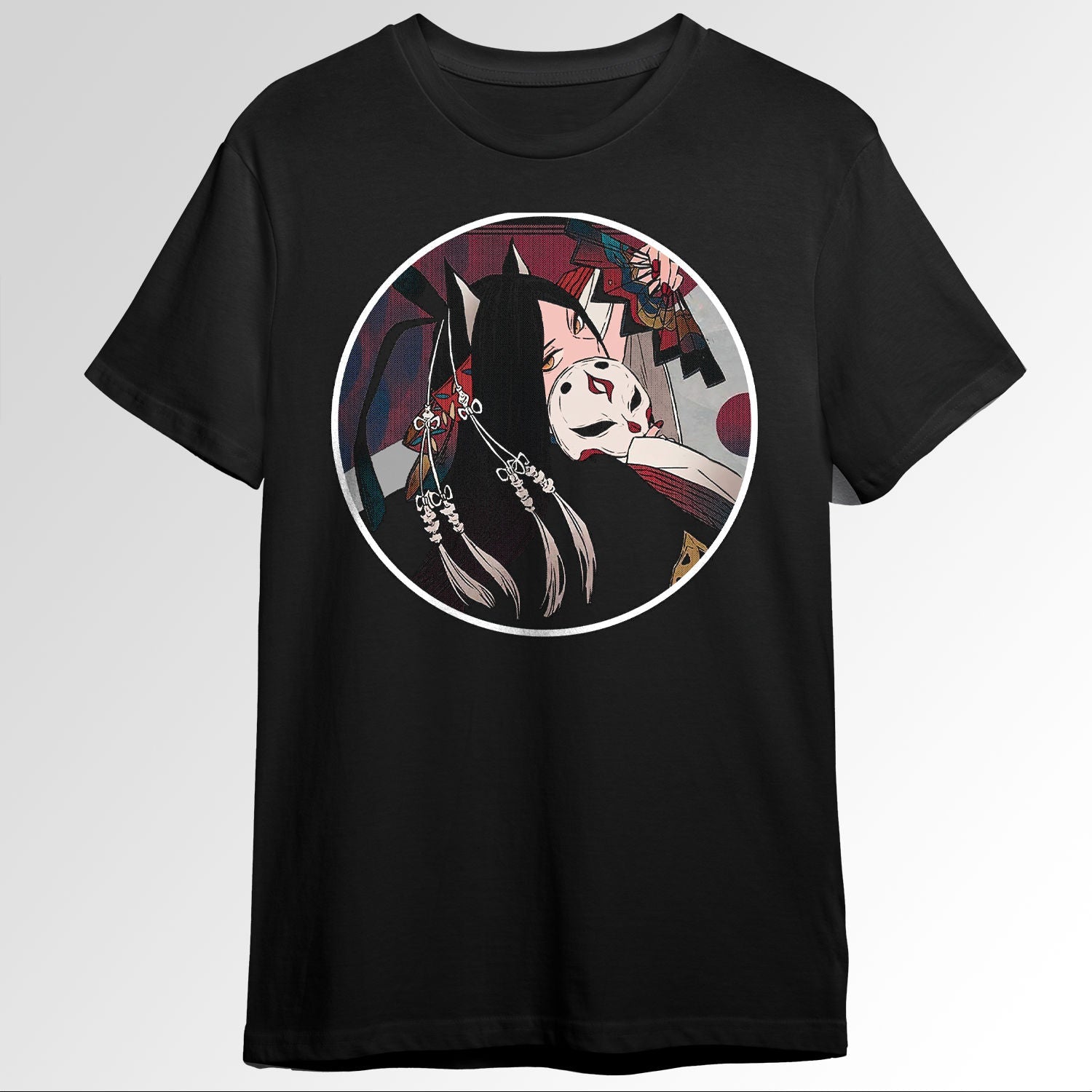 Japanese Geisha Fox Mask Vaporwave Urban Sty133782605