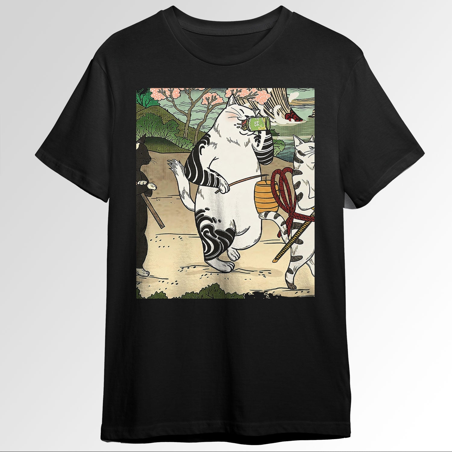 Japanese Samurai Cats Ukiyo e Traditional Wok Art0687