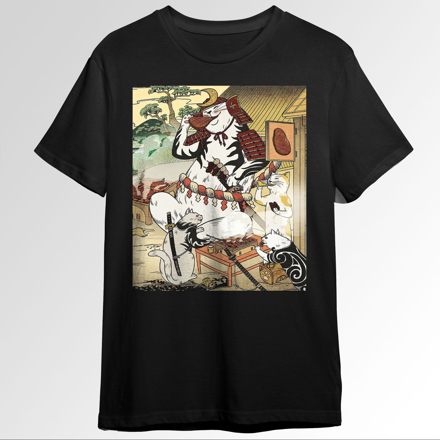 Japanese Samurai Cats Ukiyo e Traditional Wok Art0689