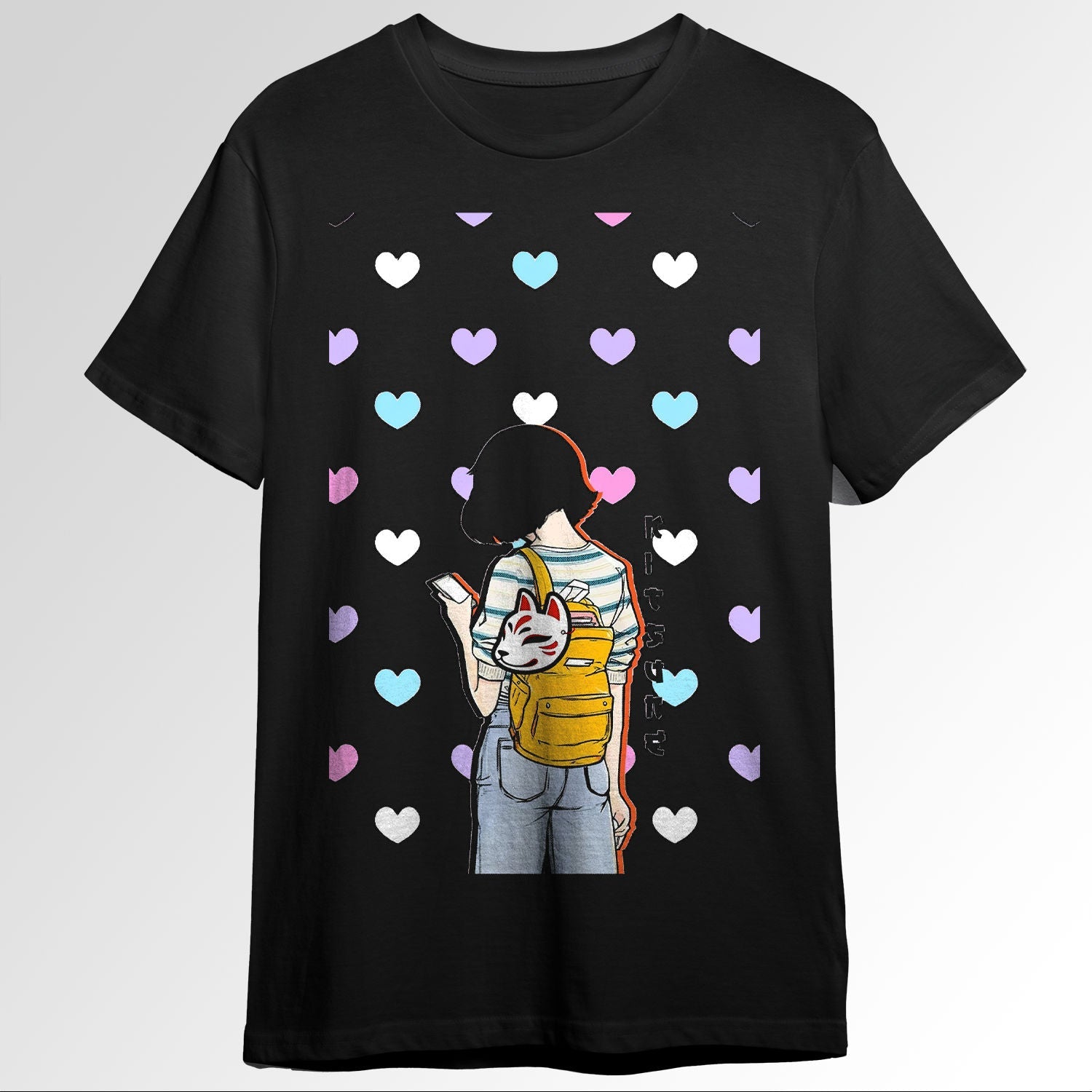 Kitsune Japanese School Girl Hearts Colorful 98988049