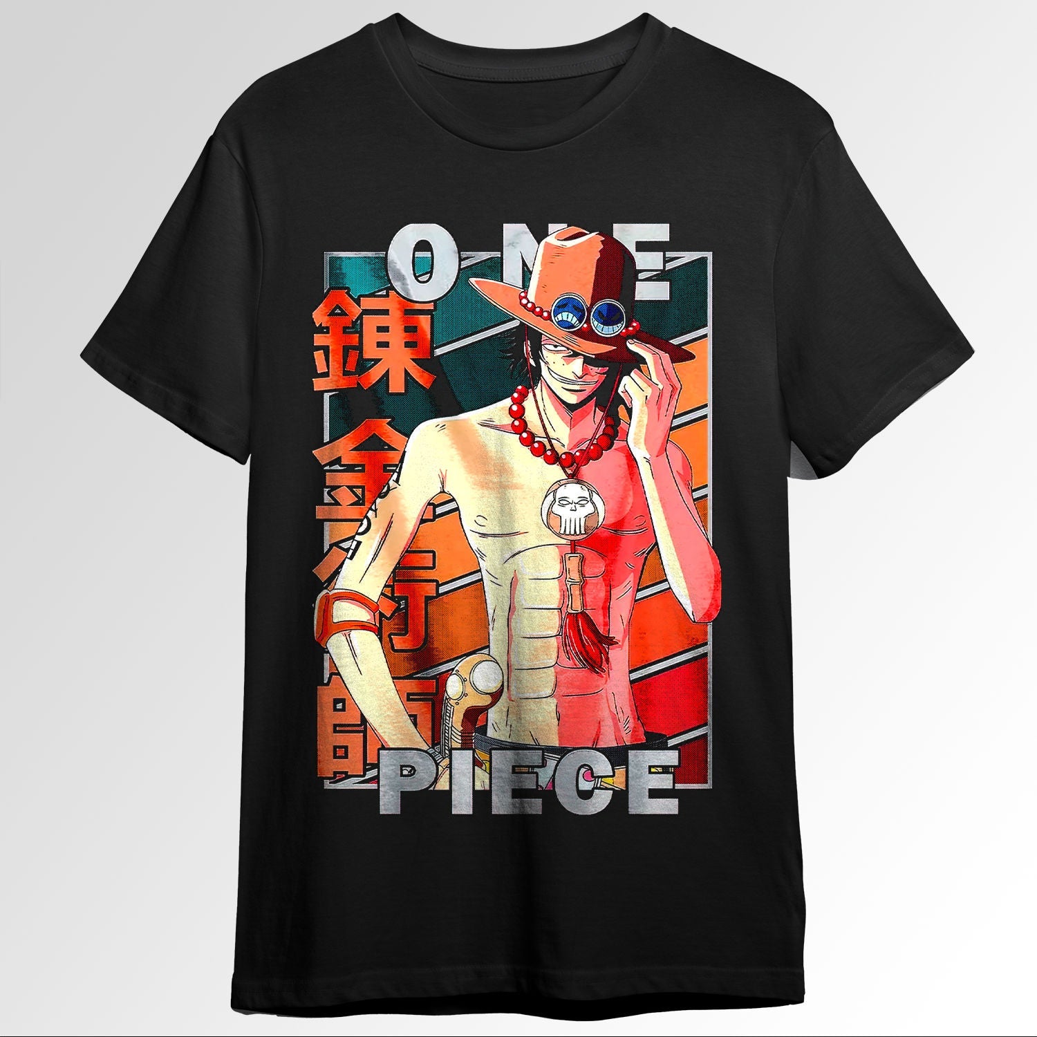 Portgas d ace one piece retro color stripe desi