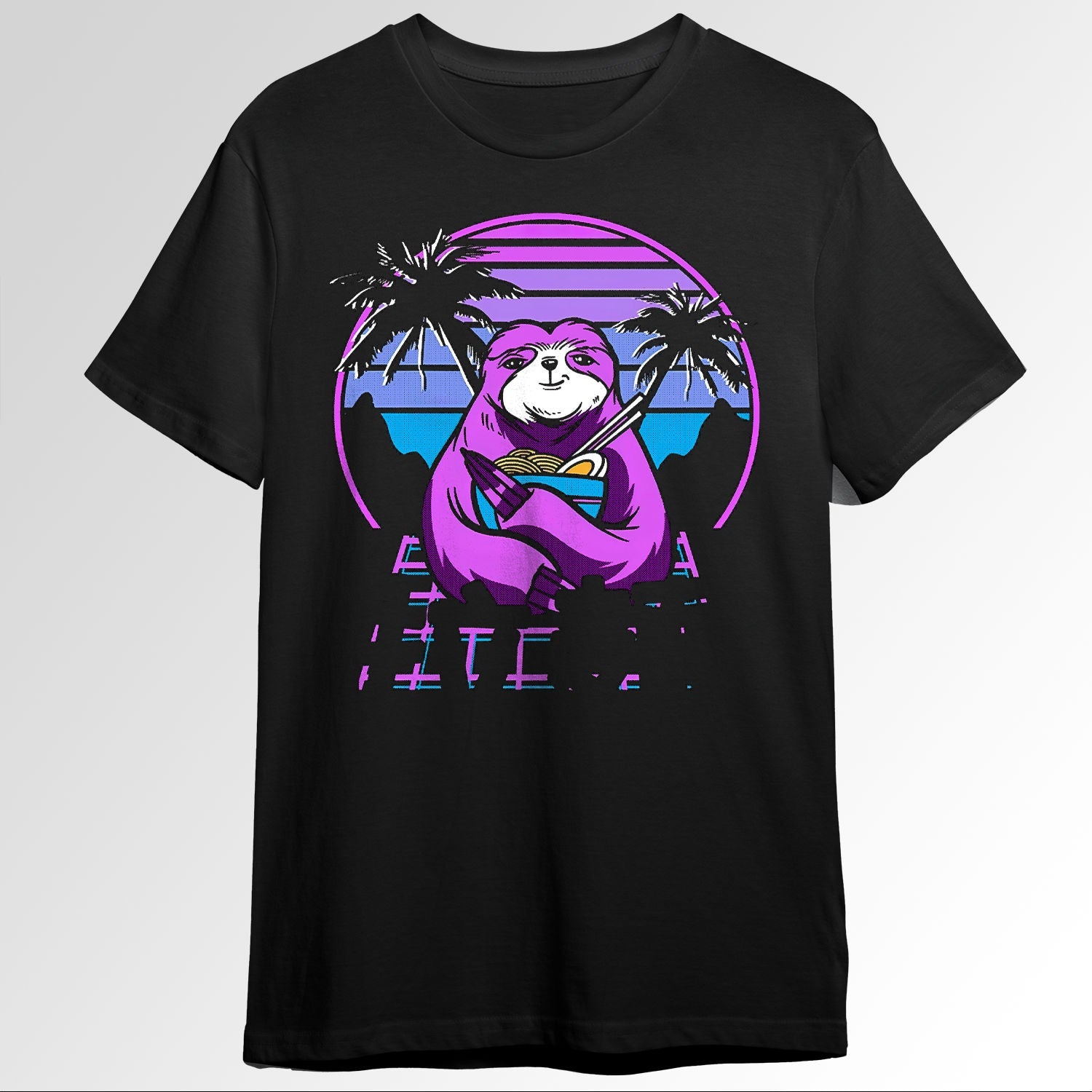 Ramen Sloth 90s Retrowave Sunset 80s Aesthet 84666337