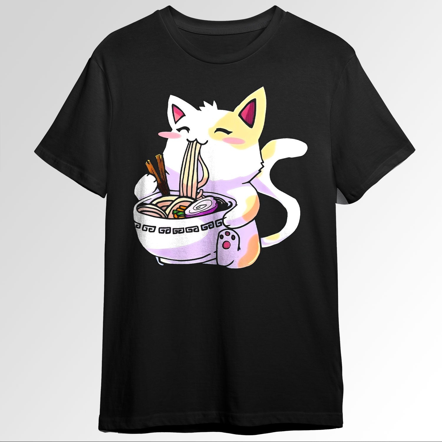 Ramen T Shirt Cat Tshirt Kawaii Anime Tee JaGift 0275
