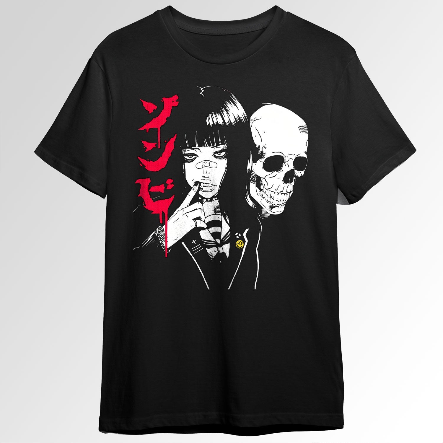 Spooky Vaporwave Skull and Girl Urban Japane138650305