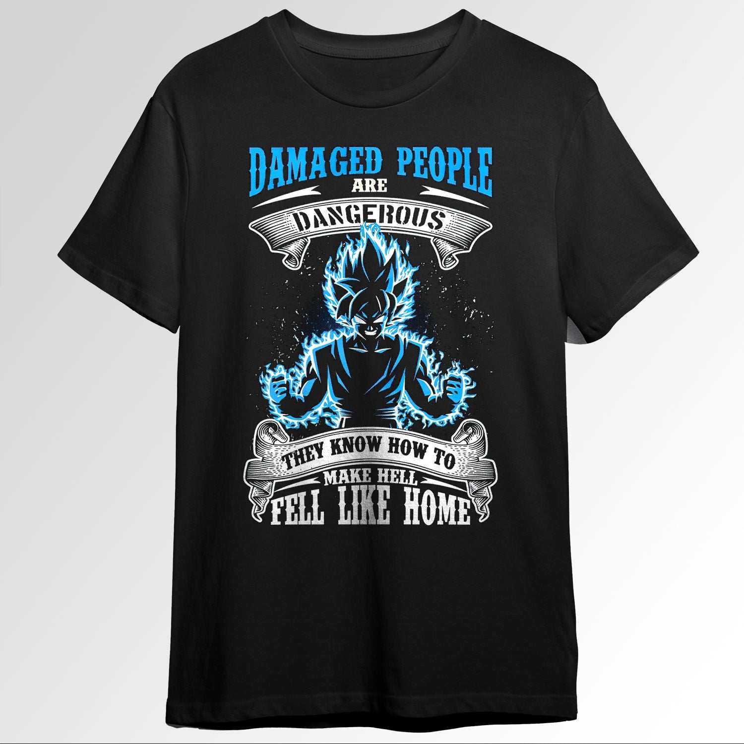 Super saiyan goku god damaged people t shirt 45572650